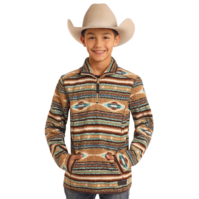 Rock&Roll Boys Printed Berber Stripe Pullover BK91C05551