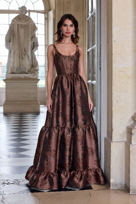 The Avery Dress in Cocoa Baroque Floral