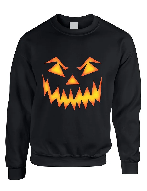 Adult Crewneck Angry Pumpkin Face Halloween Costume Top Idea