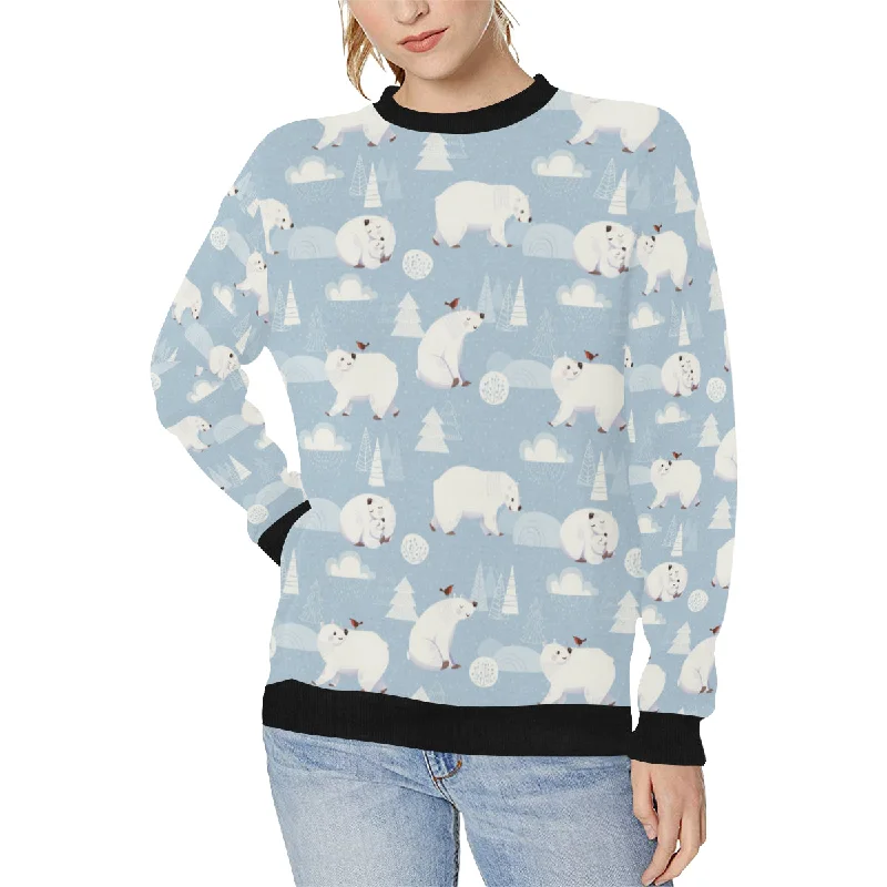 Cute polar bears Christmas decoration pattern Women's Crew Neck Sweatshirt