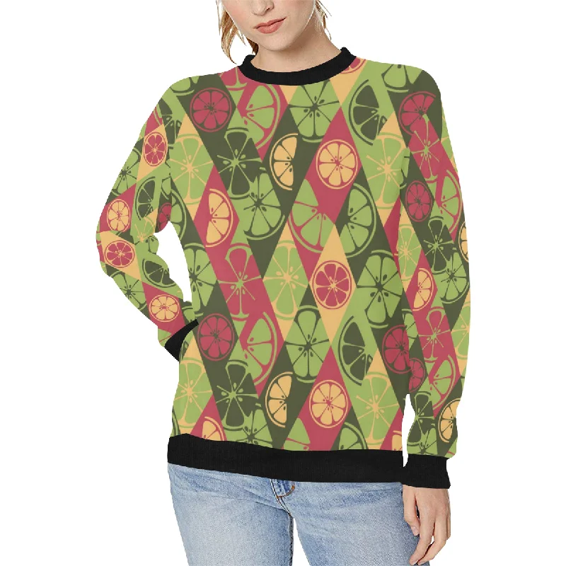 Cool Geometric lime pattern Women's Crew Neck Sweatshirt