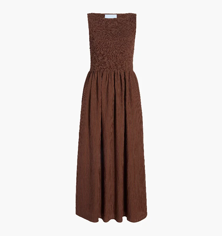 The Cosima Nap Dress - Chocolate Tonal Seersucker