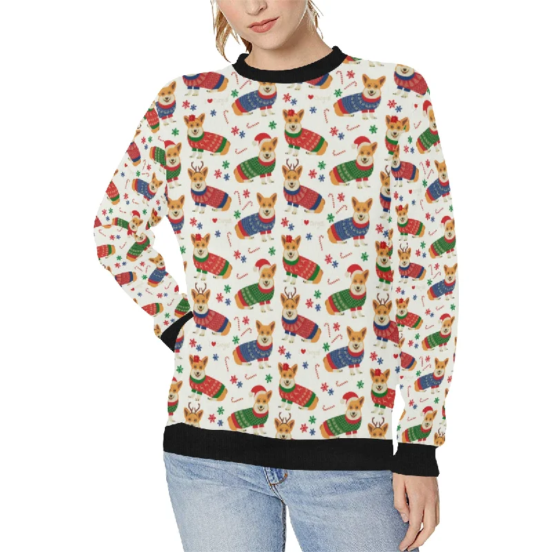 Corgi Christmas Pattern Women's Crew Neck Sweatshirt