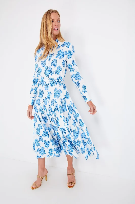 Little Moire Roses Blue Marion Dress