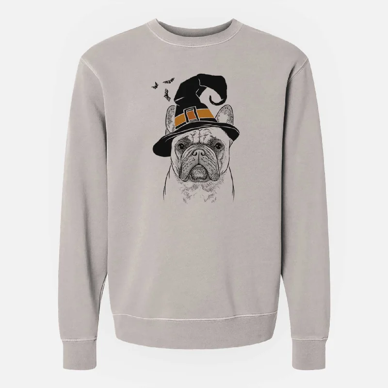 Witch Acelynn the French Bulldog - Unisex Pigment Dyed Crew Sweatshirt