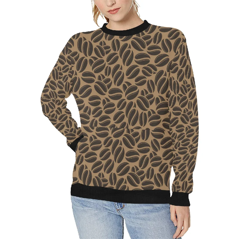 Coffee bean on brown background Women's Crew Neck Sweatshirt