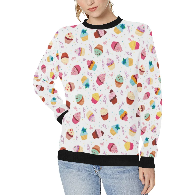 Cake cupcake design pattern Women's Crew Neck Sweatshirt