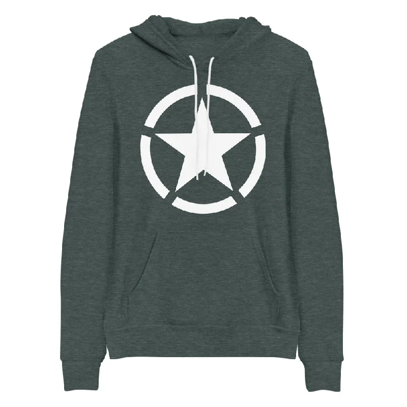 WW2 Circled Star Pullover Sponge Fleece Hoodie Sweatshirt