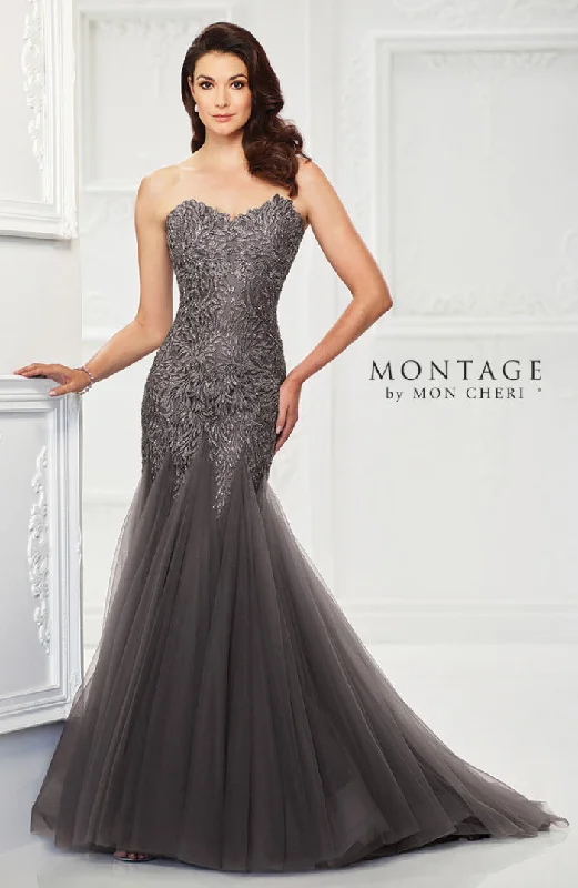 Montage 118964 Strapless Beaded Tulle Trumpet Gown