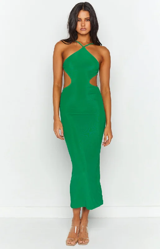 Nyla Green Cut Out Halter Midi Dress