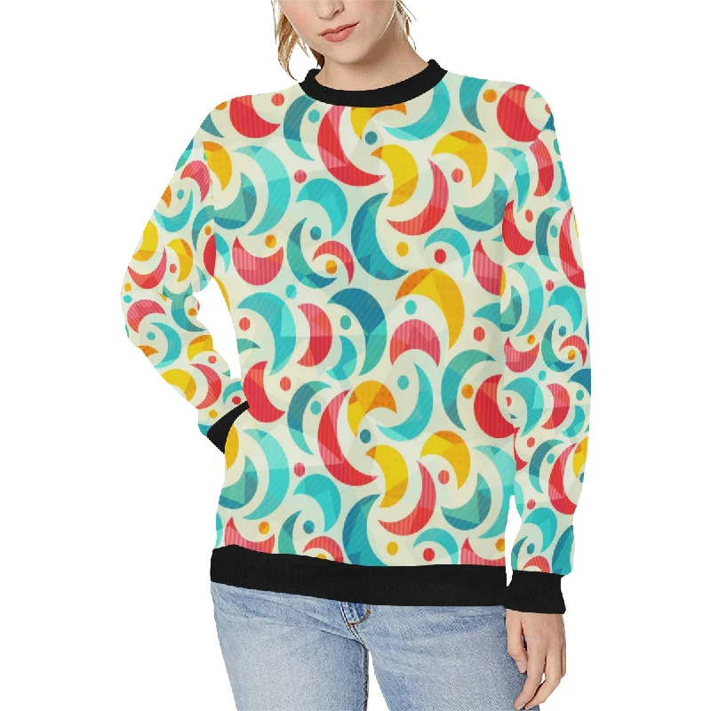 Colorful moon pattern Women's Crew Neck Sweatshirt