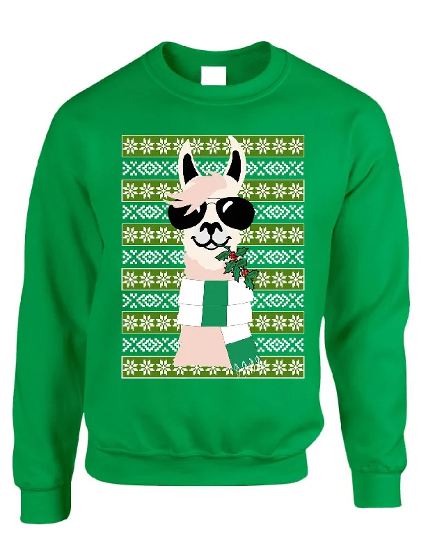 Adult Sweatshirt Cool Llama Ugly Christmas Fun Cute Animal Lover Gift