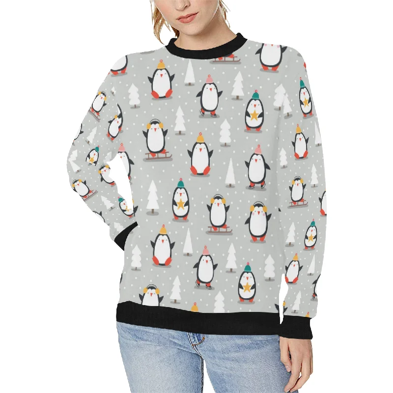 Cute Penguin christmas pattern Women's Crew Neck Sweatshirt