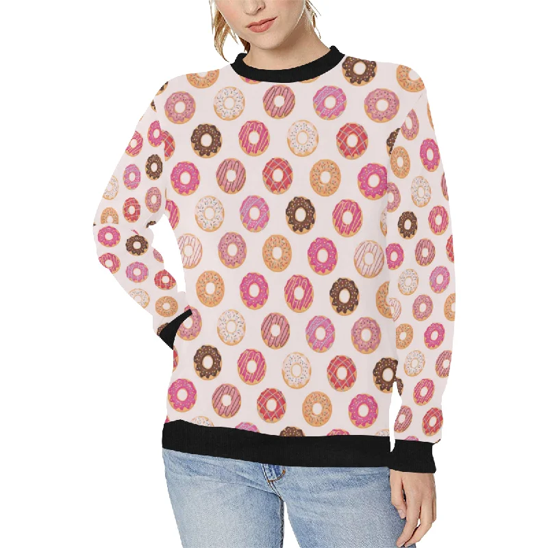 Colorful donut pattern Women's Crew Neck Sweatshirt