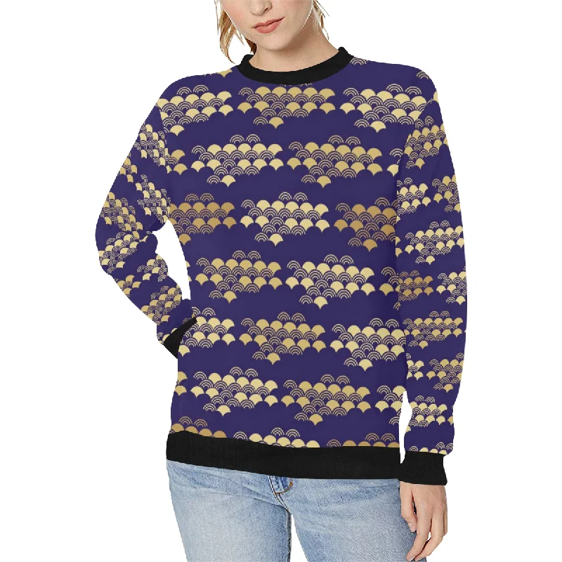 Beautiful japanese fan pattern Women's Crew Neck Sweatshirt