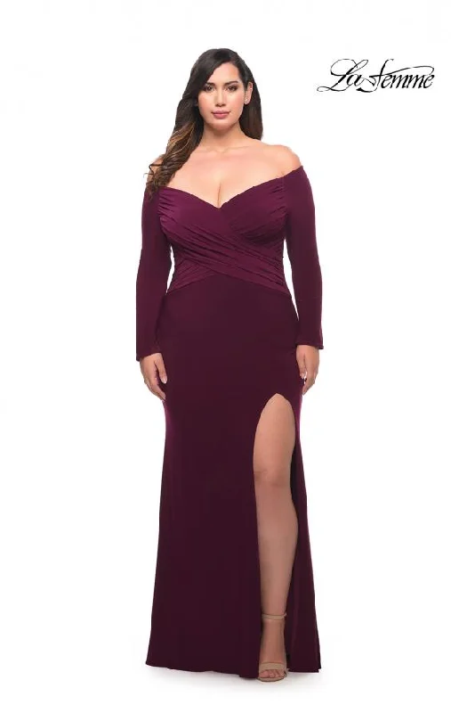 La Femme 29530 Off Shoulder Jersey Gown