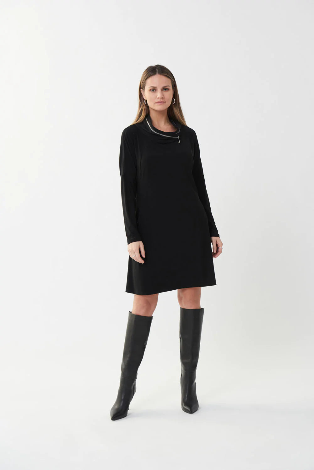 Joseph Ribkoff Black Zip Accent Dress