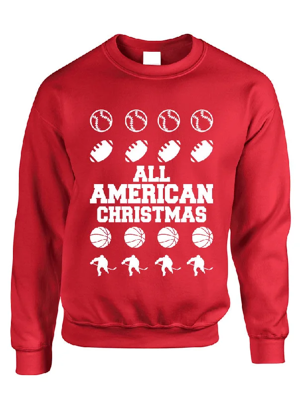 Adult Crewneck All American Christmas Love Sport Holiday Top