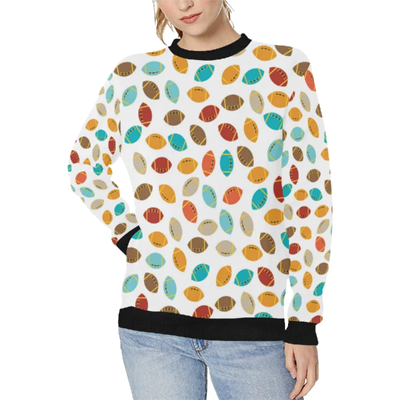 Colorful american football ball pattern Women's Crew Neck Sweatshirt