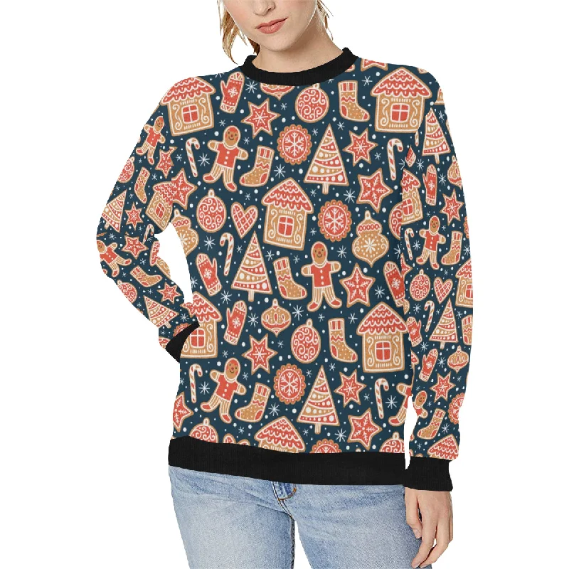 Christmas gingerbread cookie pattern Women's Crew Neck Sweatshirt