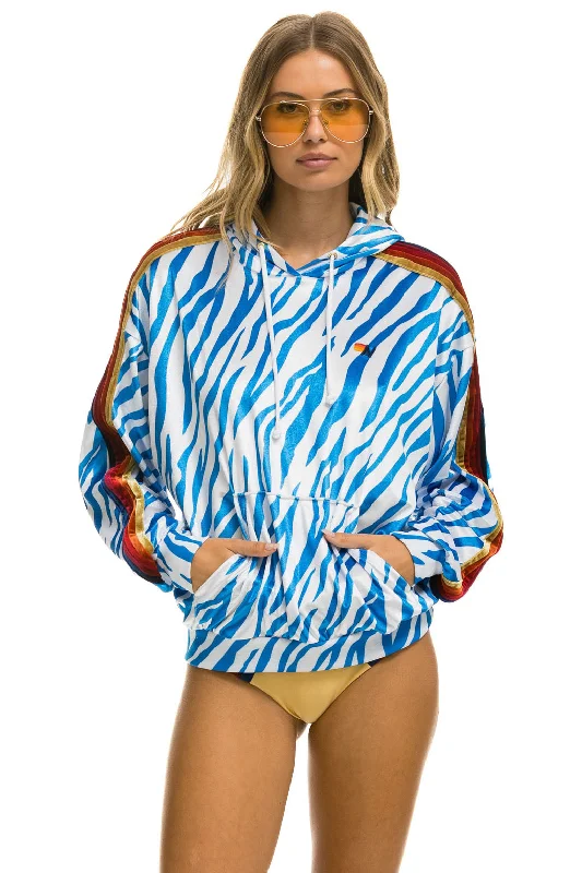 CLASSIC VELVET RELAXED PULLOVER HOODIE - BLUE TIGER