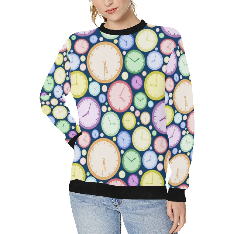 Colorful clock background Women's Crew Neck Sweatshirt