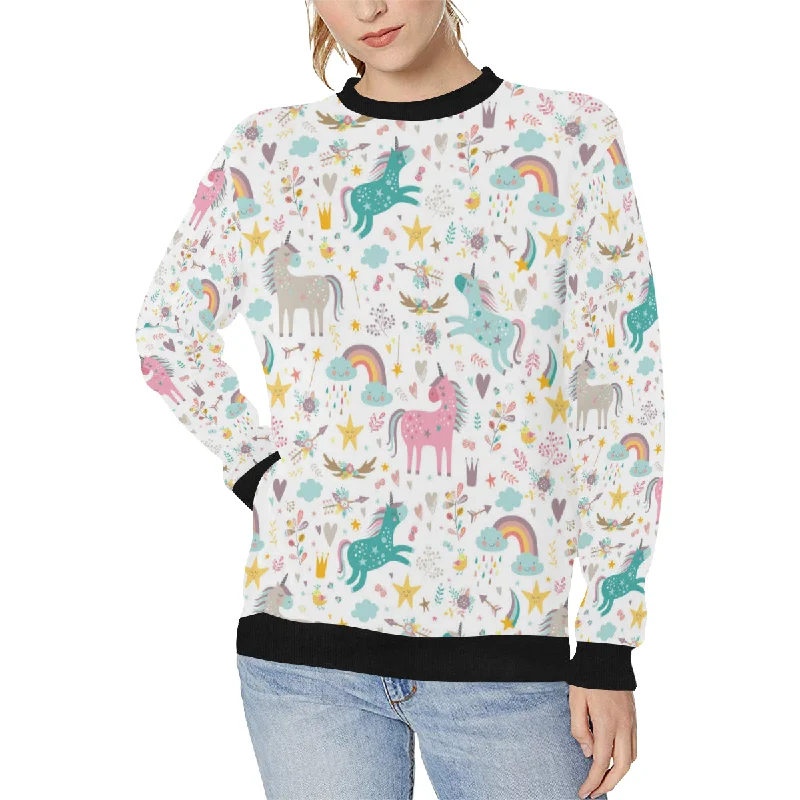 Colorful unicorn pattern Women's Crew Neck Sweatshirt