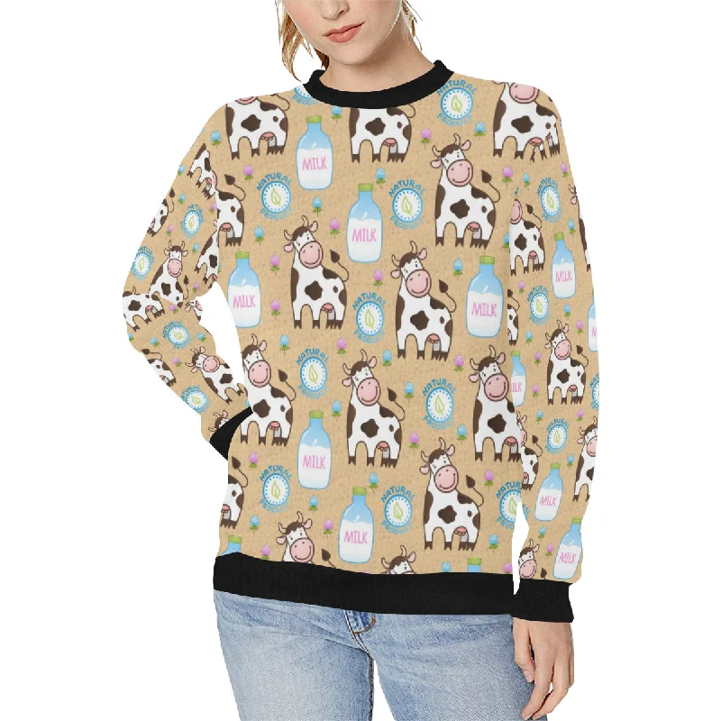 Cow bottle of milk pattern Women's Crew Neck Sweatshirt