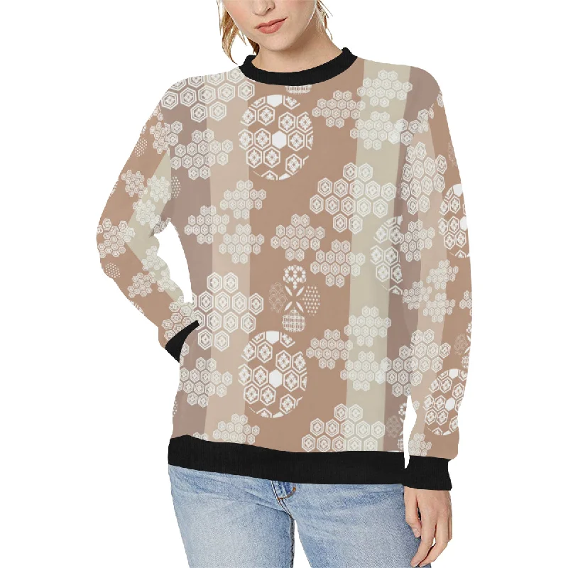 Beautiful hexagon japanese  pattern Women's Crew Neck Sweatshirt