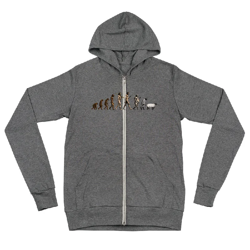 March of Devolution Unisex Light Weight Tri-Blend zip hoodie