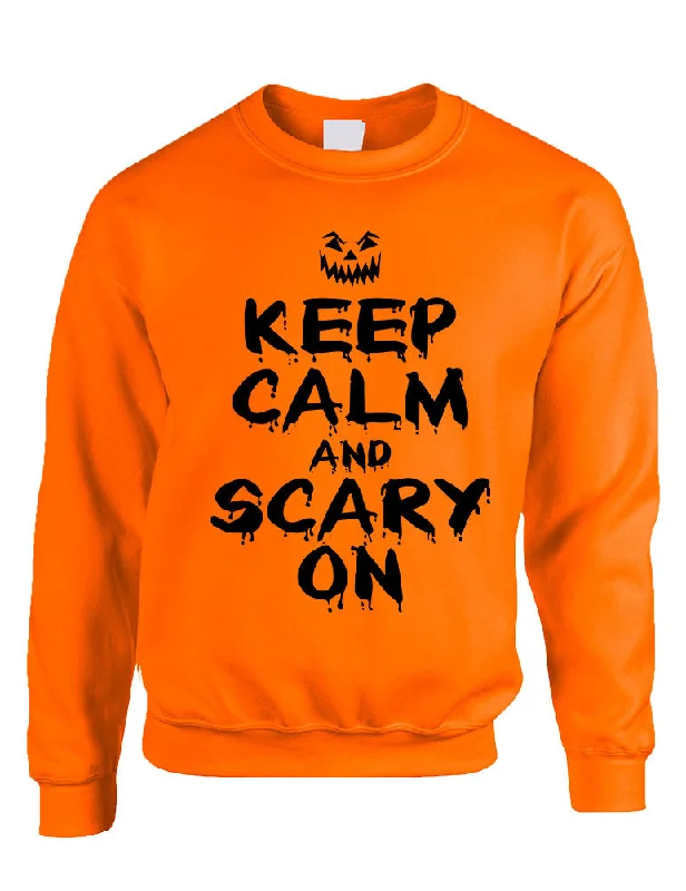 Adult Crewneck Keep Calm And Scary On Halloween Costume Idea