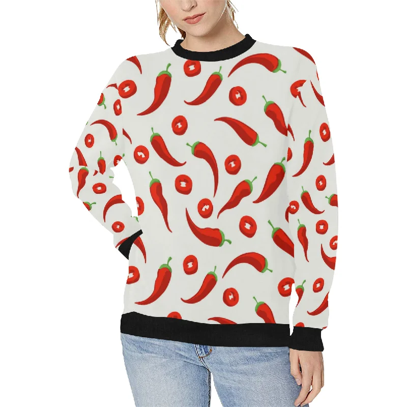 Chili pattern Women's Crew Neck Sweatshirt