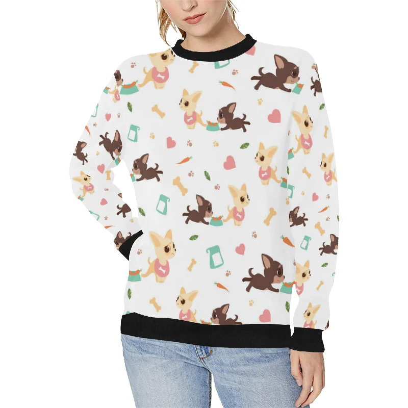 Cute Chihuahua puppie pattern Women's Crew Neck Sweatshirt