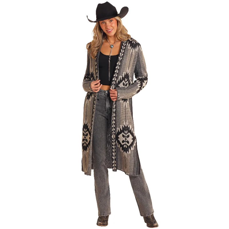 Rock&Roll Ladies Black Aztec Duster BW95T05284