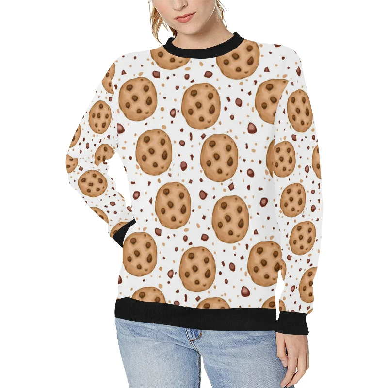 chocolate chip cookie pattern Women's Crew Neck Sweatshirt