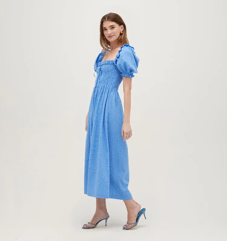 The Scarlett Nap Dress - Hydrangea Blue Textured Clip Dot